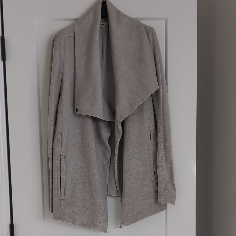 Helmut Lang Ash Gray Draped Wool Cardigan Jacket